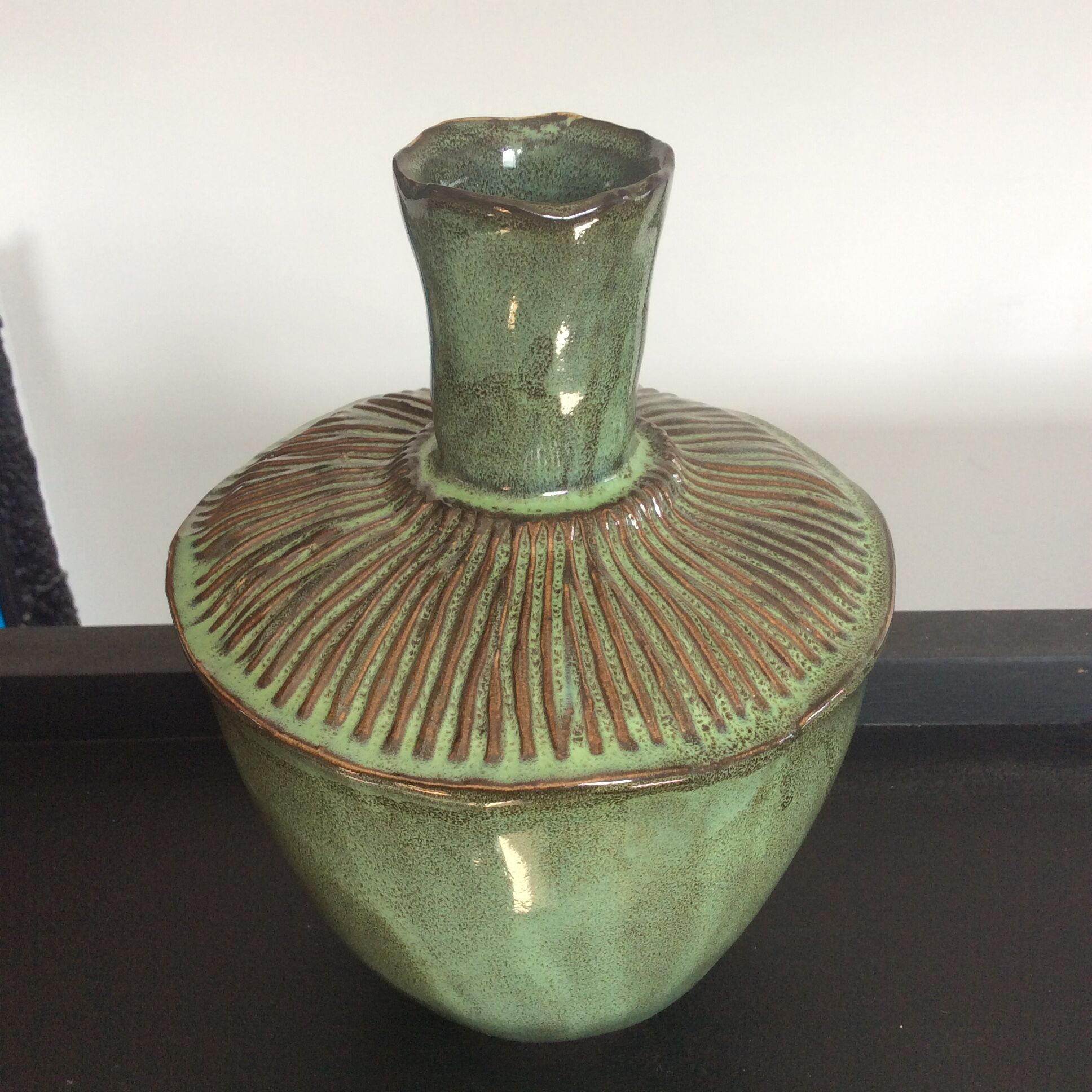 Vintage  enamelled ceramic vase 1970