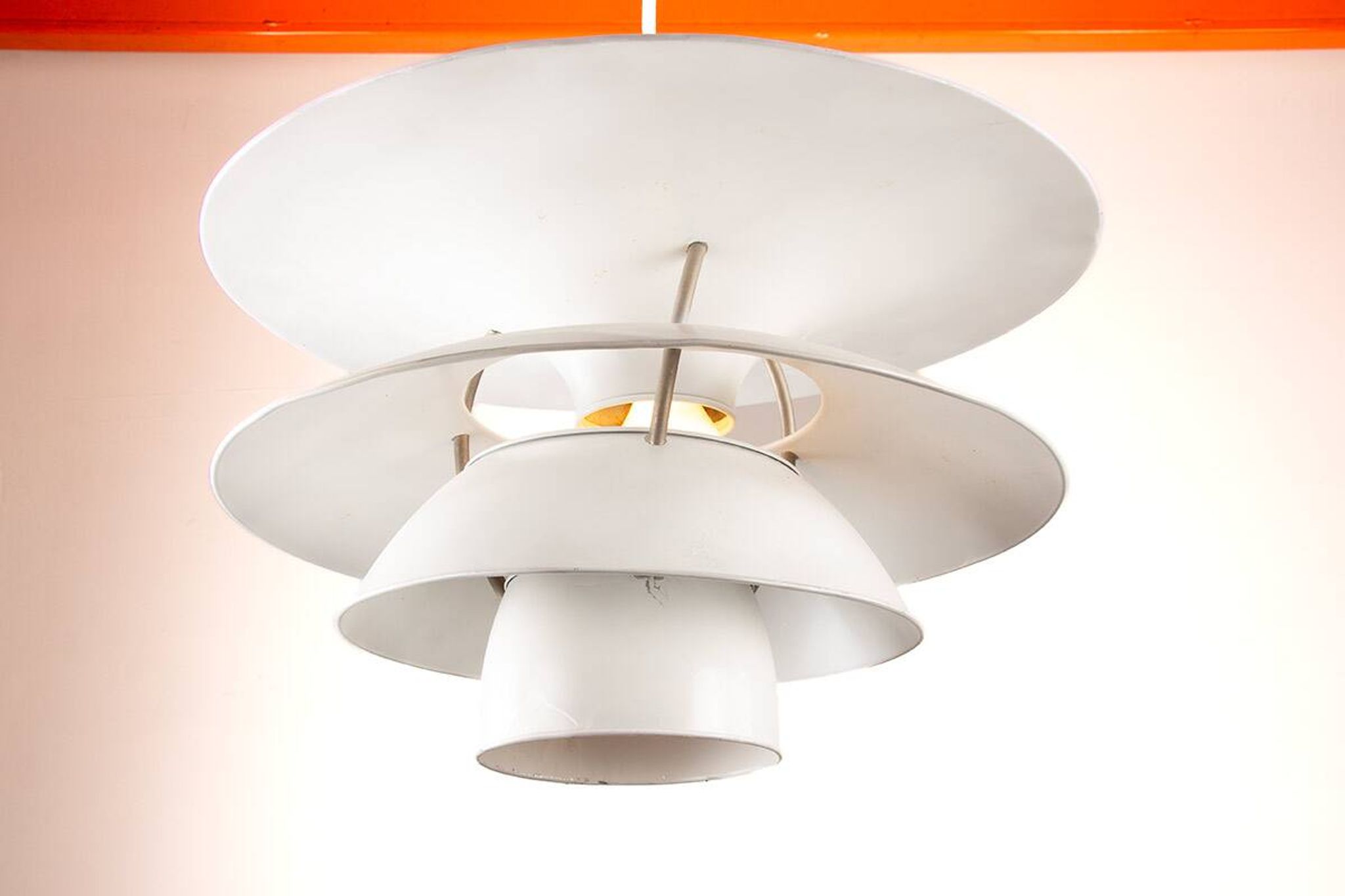 Danish brushed metal pendant light, Poulsen "Charlottenborg" model.