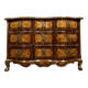 Louis XV period Arbalète chest of drawers in noble wood marquetry