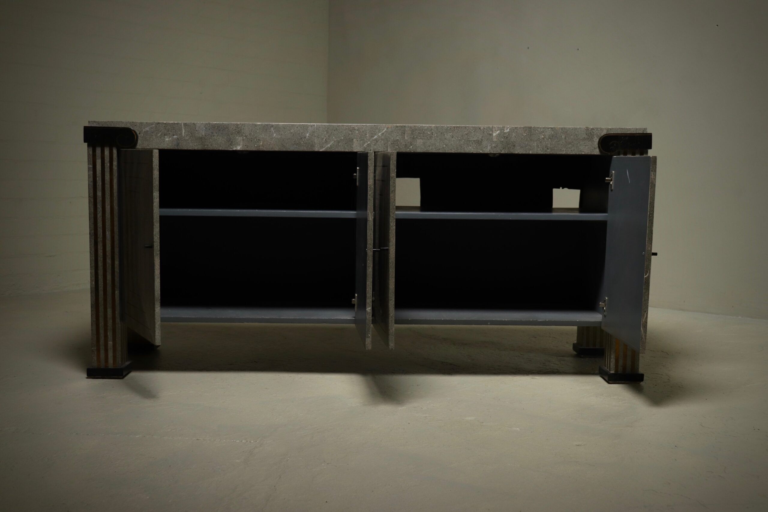 Maitland-Smith tessellated marble and brass sideboard 1980s