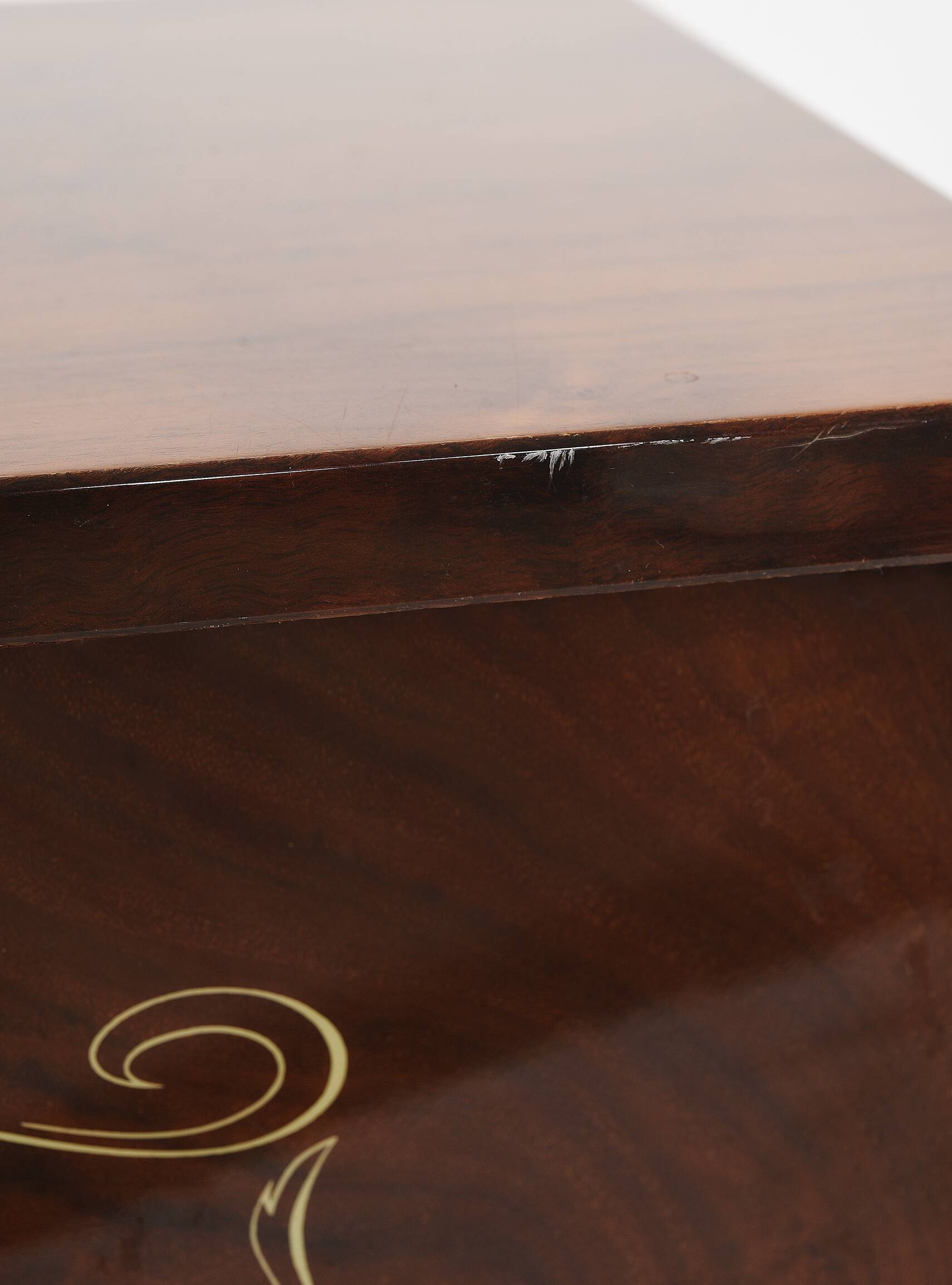 Vintage bedside table from the 70s in varnished wood.