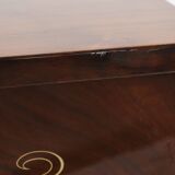Vintage bedside table from the 70s in varnished wood.