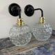 Pair of wall sconces globes in chiseled glass