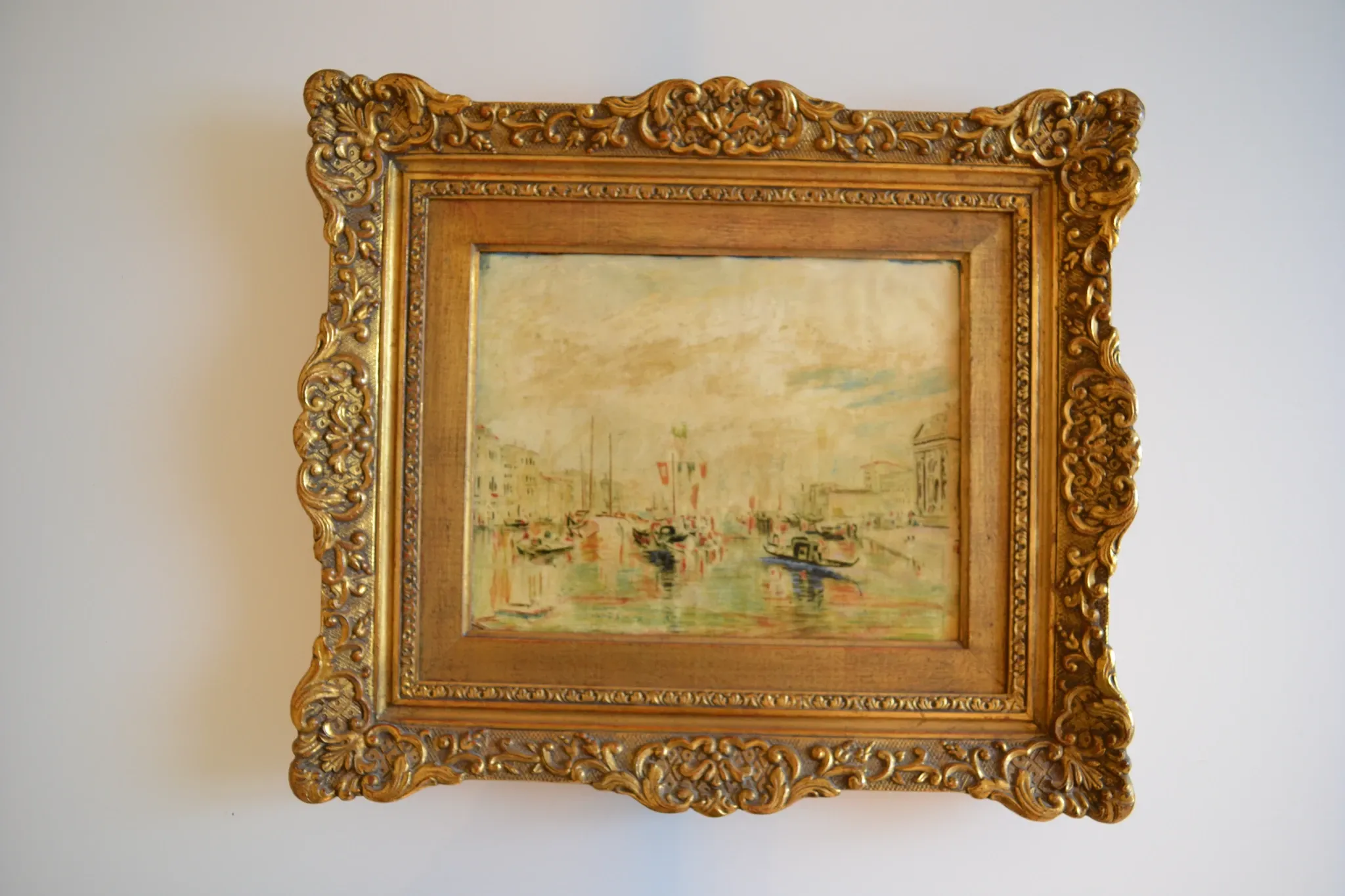 Venice "The Grand Canal" Old painting Oil on canvas
