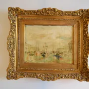 Venice "The Grand Canal" Old painting Oil on canvas