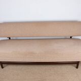 Large sofa, daybed, Scandinavian in teak and new fabric 1960.