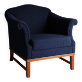 Navy boucle lounge chair | Sweden | 1940s