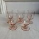 Set of 5 small pink crystal stemmed glasses