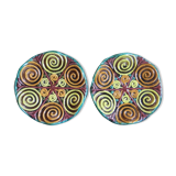 Pair of plates or dishes in Quimper earthenware, HB, René QUILLIVIC