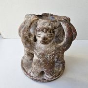 Terracotta Candle Holder Dancing 3 Aztec Characters - Tribal Art
