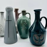 Set of nine modern sculptural ceramic vases from the mid-century, Bauhaus influence.