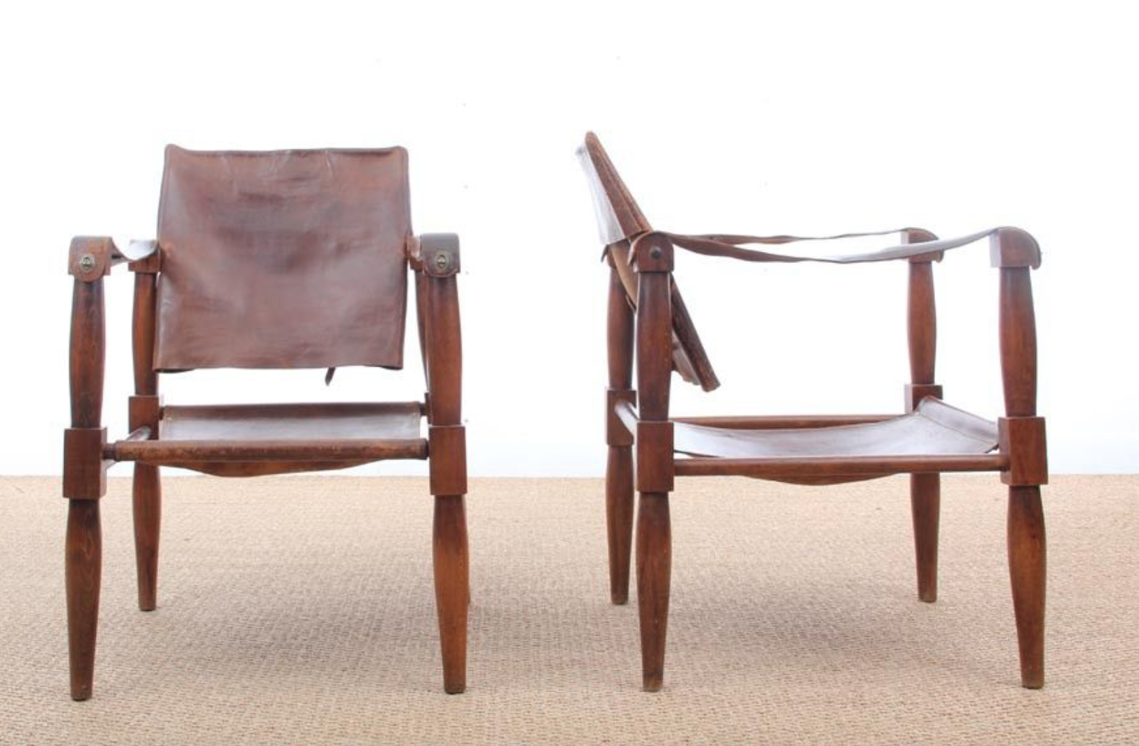 Fauteuils Safari en hêtre 1940s