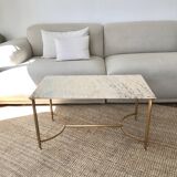 Table basse en laiton et marbre