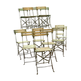 Folding chairs in iron and wooden blade XX century