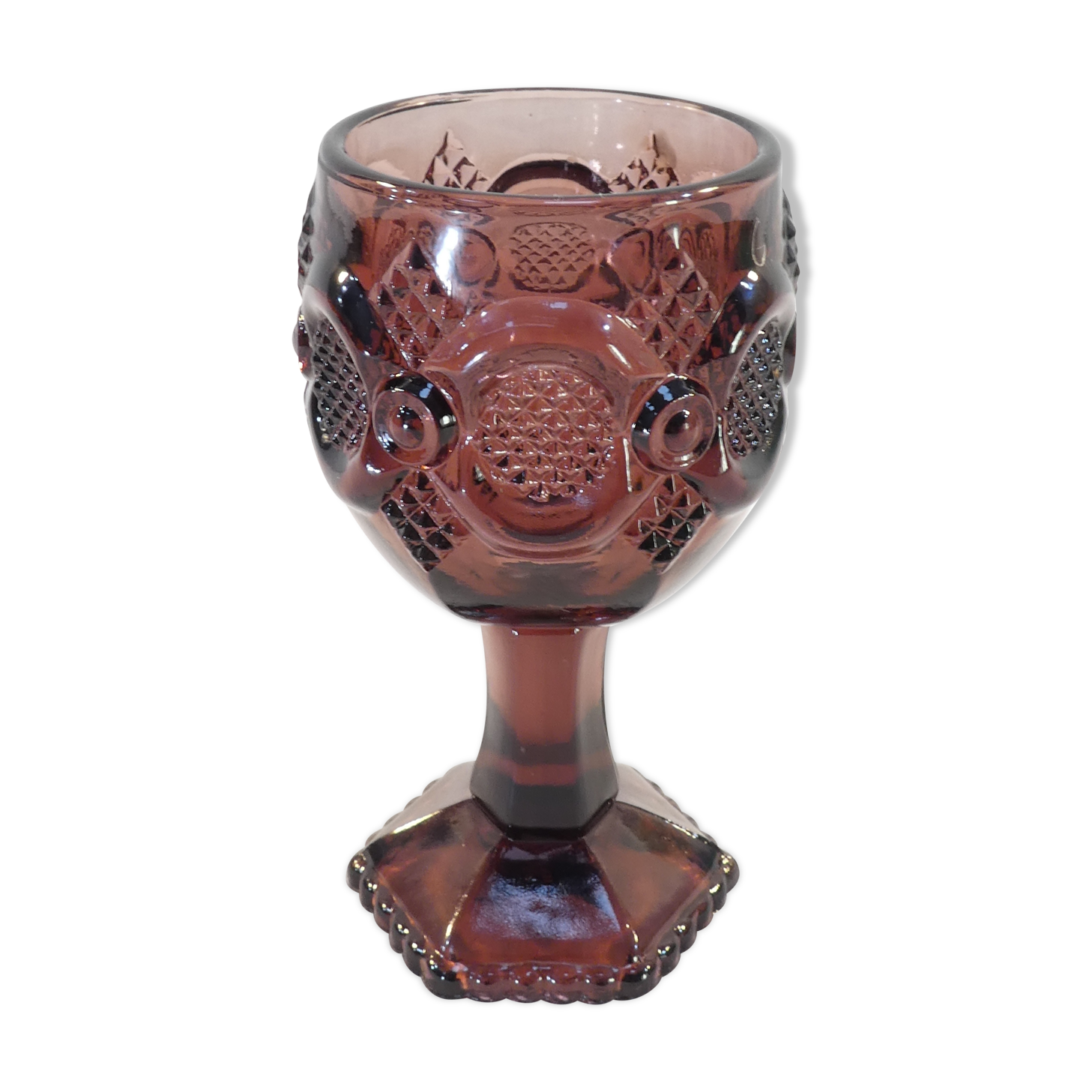 Advertising glass AVON purple decor in vintage relief