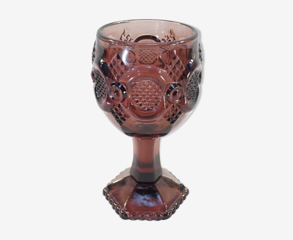 Verre publicitaire avon violet decor en relief vintage