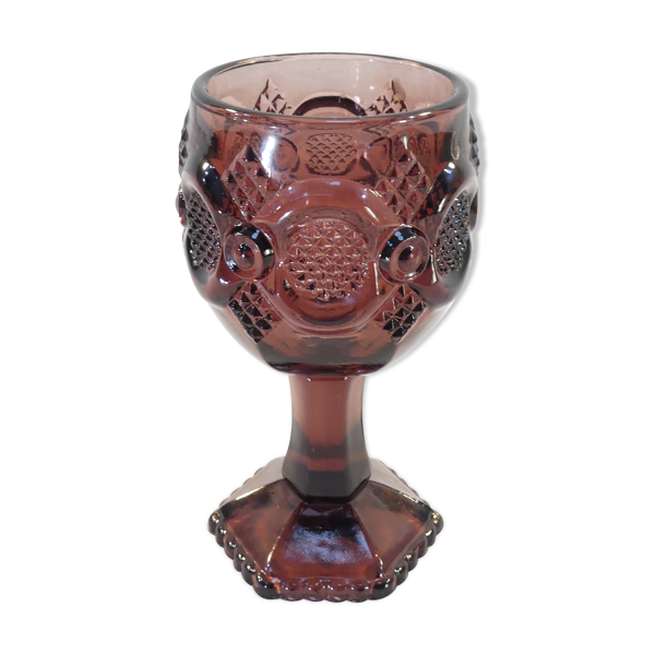 Verre publicitaire avon violet decor en relief vintage