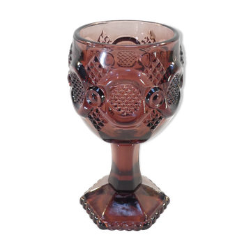 Verre publicitaire avon violet decor en relief vintage