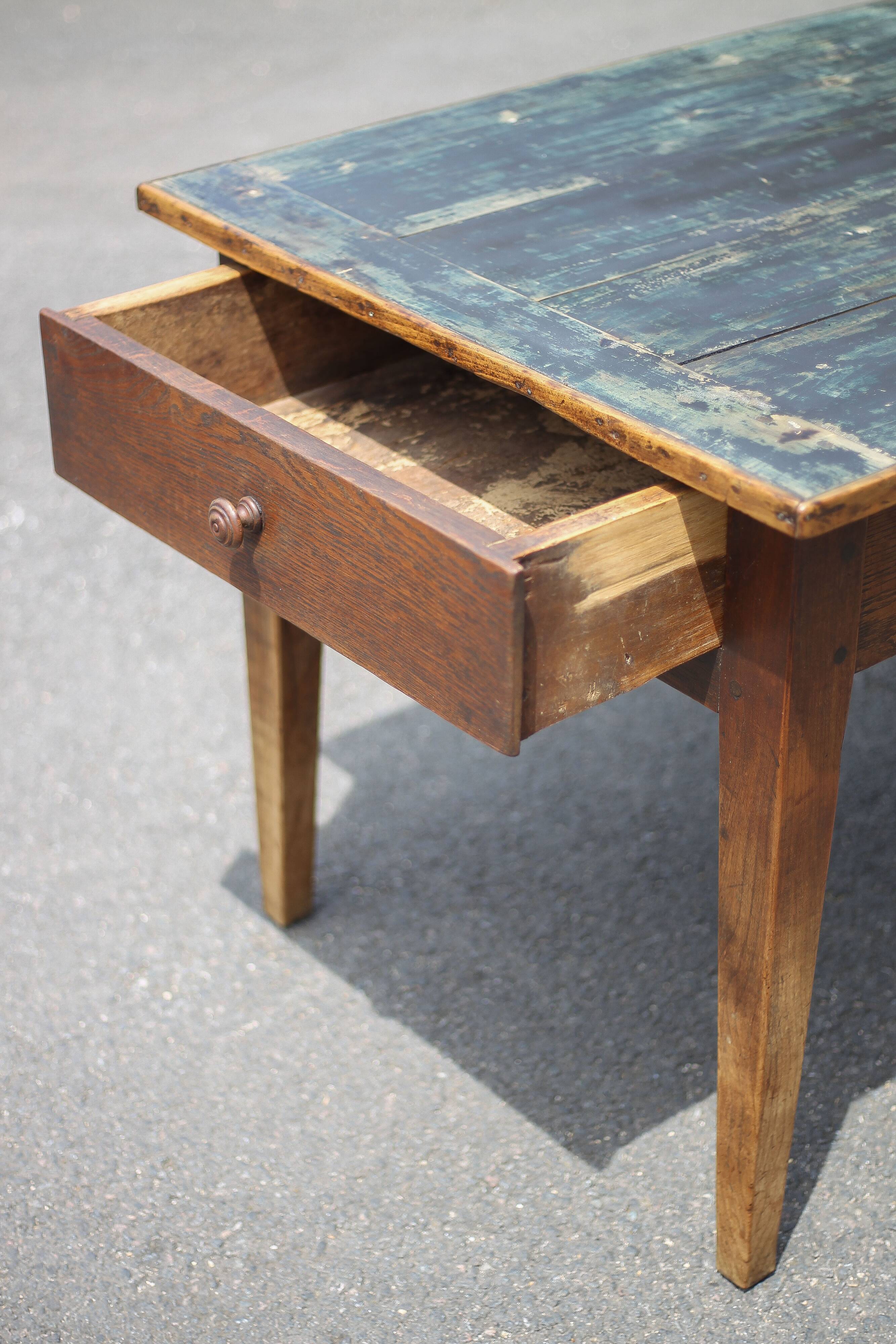Farmhouse table and its 2 benches, living room table, wooden table with pair of wooden benches