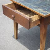 Farmhouse table and its 2 benches, living room table, wooden table with pair of wooden benches