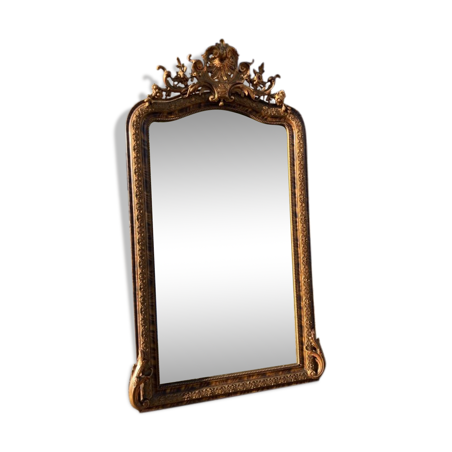 Baroque mirror 19th century gilded  84x156cm