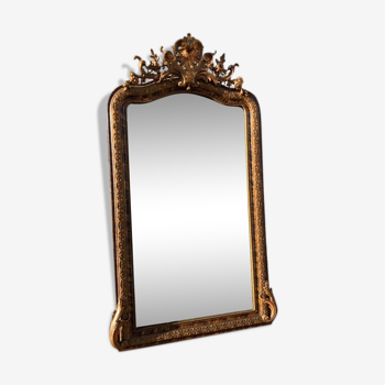 Baroque mirror 19th century gilded  84x156cm