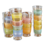 Set of 15 colored granite glasses