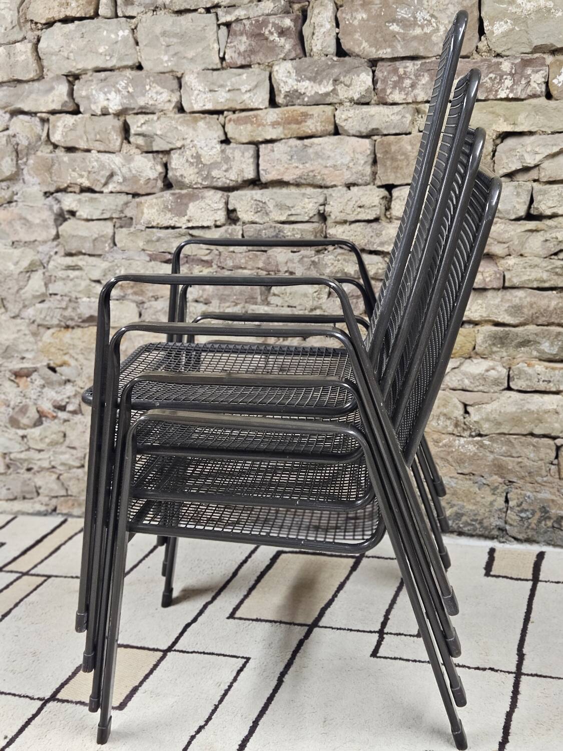Lot 4 fauteuils vintage 1970" jardin terrase