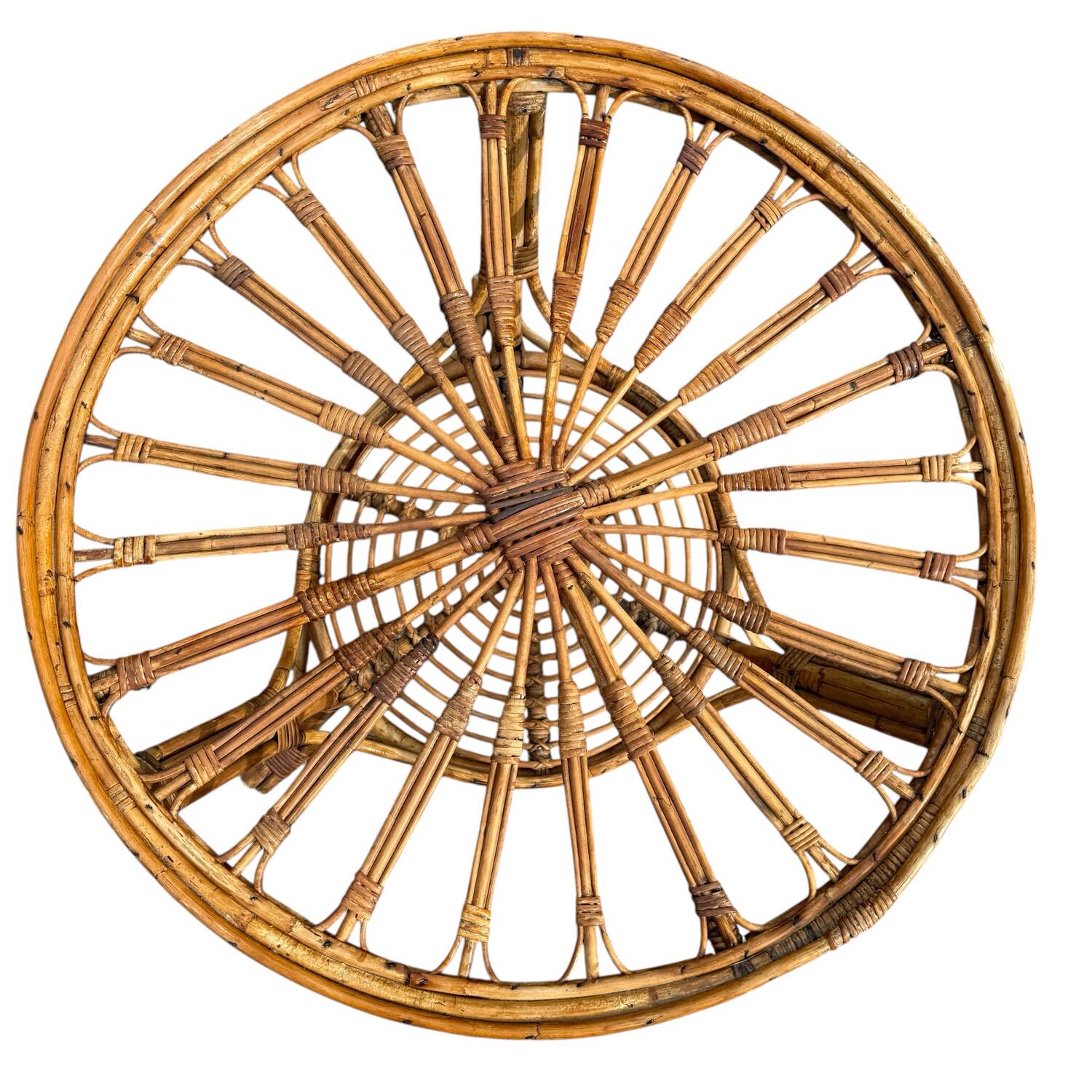 Table basse en rotin des années 60 Espagne