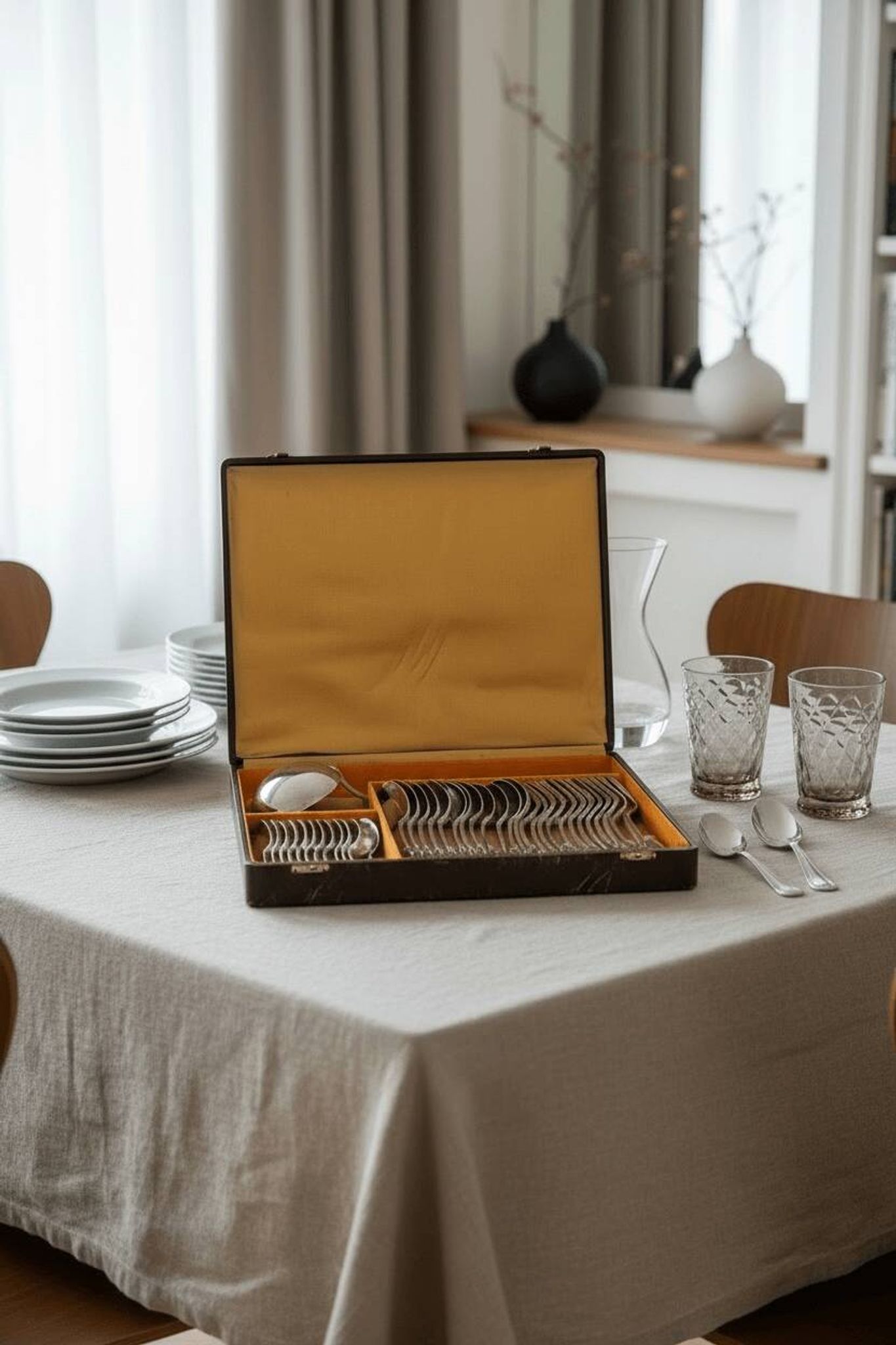 Vintage Ercuis cutlery set of 37 pieces, Chinon model.
