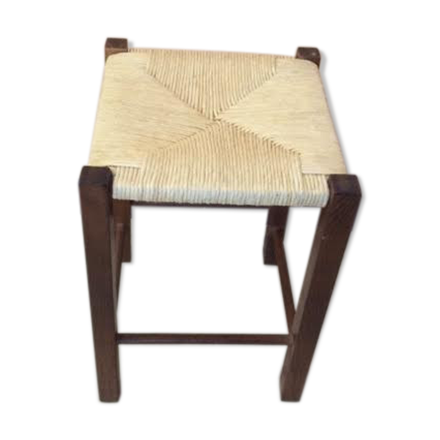 Wooden and straw stool