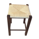 Tabouret en bois et paille
