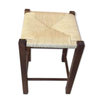 Wooden and straw stool