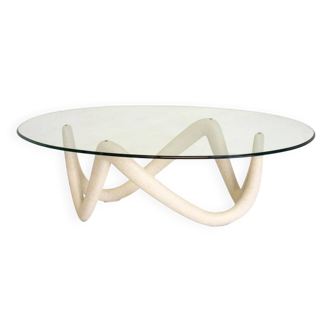 Table basse ovale avec base sculpturale par Armando Rosato