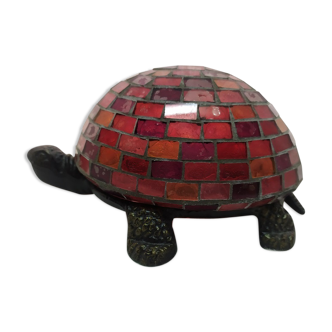 Glass turtle lamp mosaic cast iron Red watch