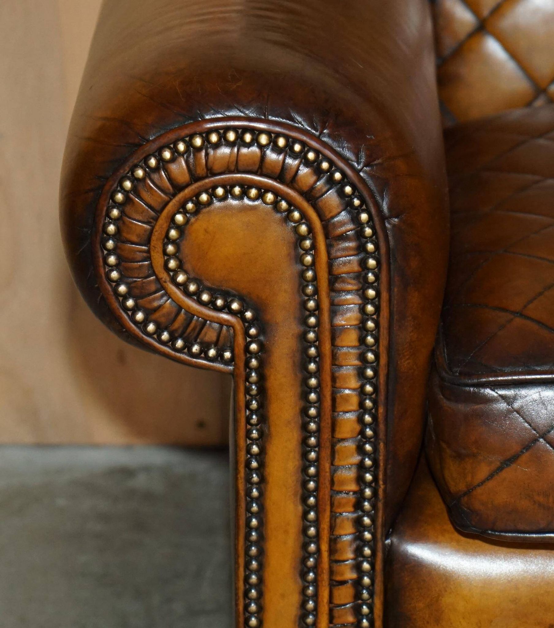 Mustang Leather Art Deco Style Sofa Fully Restored