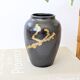 Vintage ceramic vase, black and gold, Japandi style