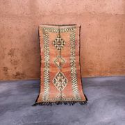 Tapis Marocain Boujad rose et Blue -124 x 248 cm