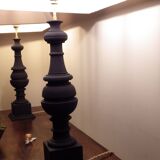 Pair of black baluster lamps