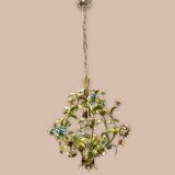 Italian tole flower chandelier, 1960s