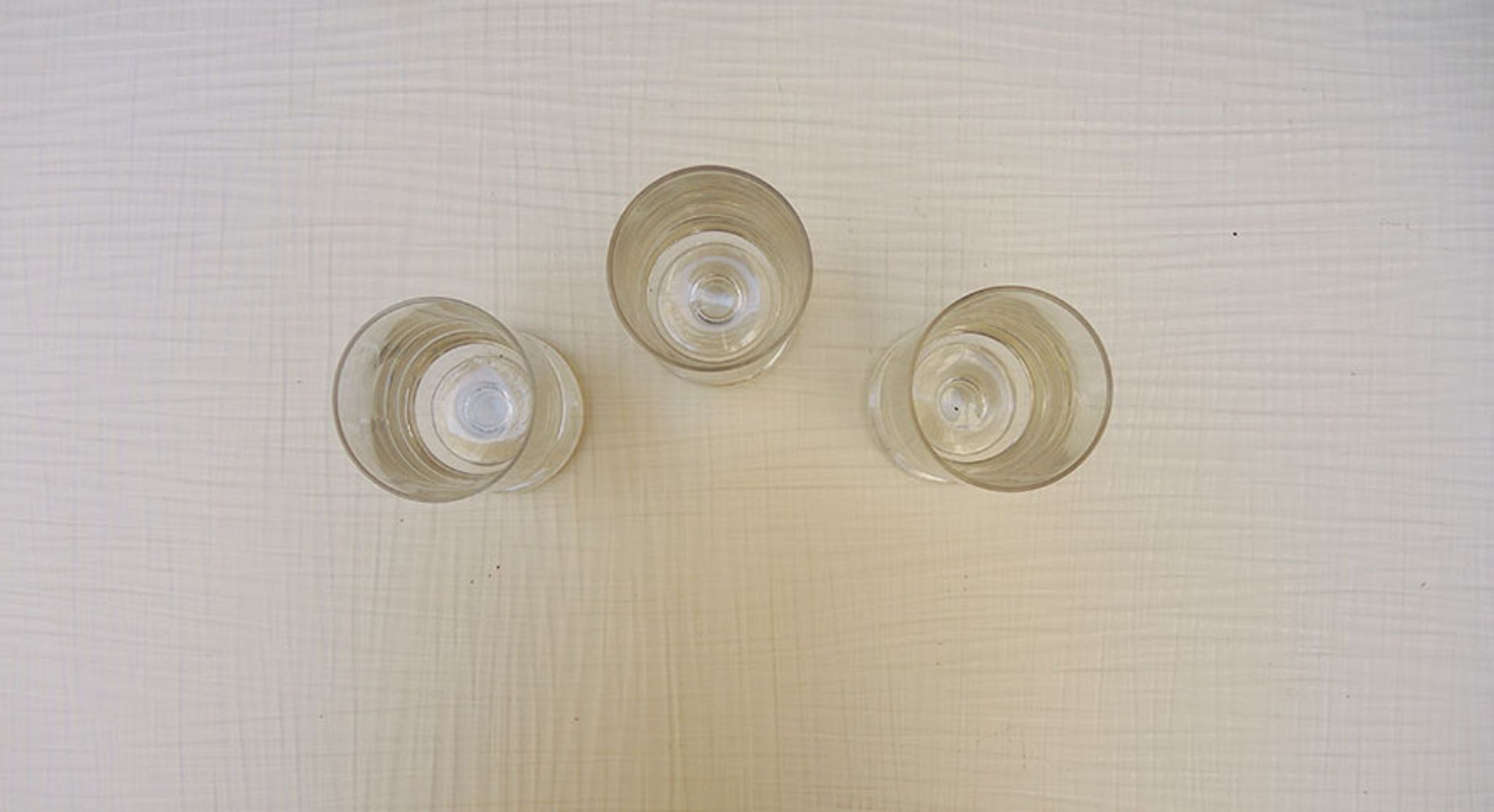 3 old transparent glass foot glasses