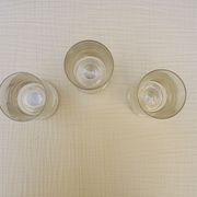 3 old transparent glass foot glasses
