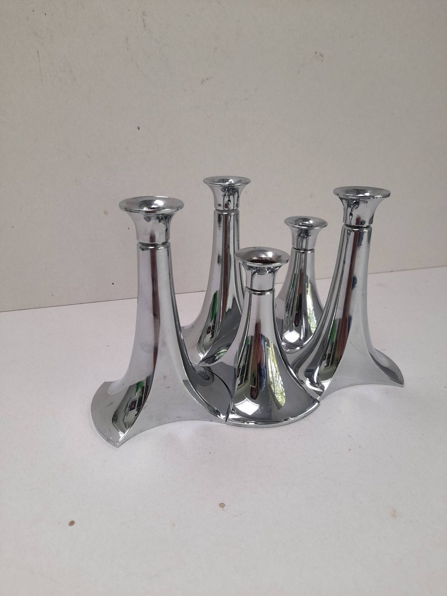 5 bougeoirs chromés modulaires WMF