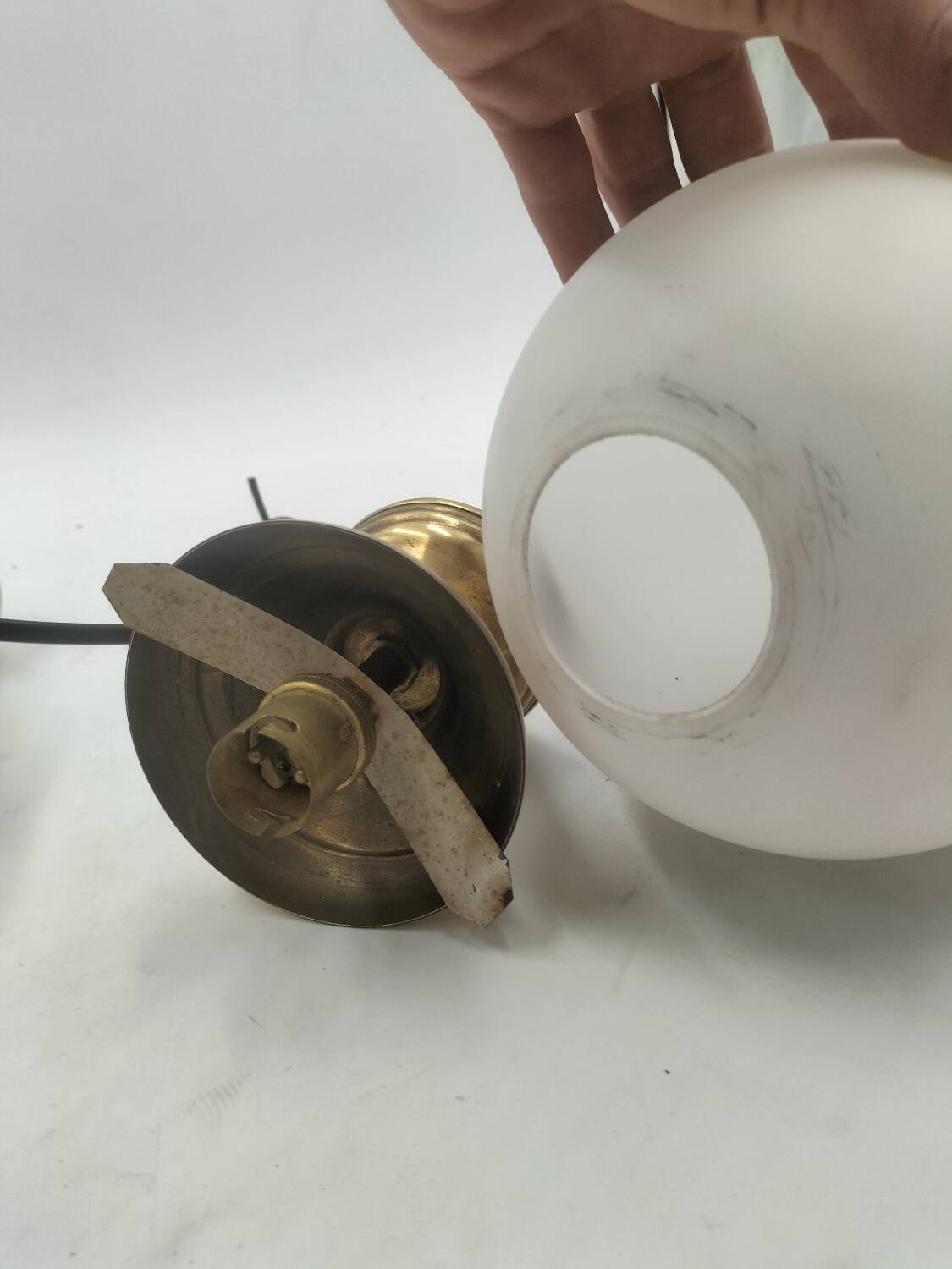 Brass and glass pendant lights