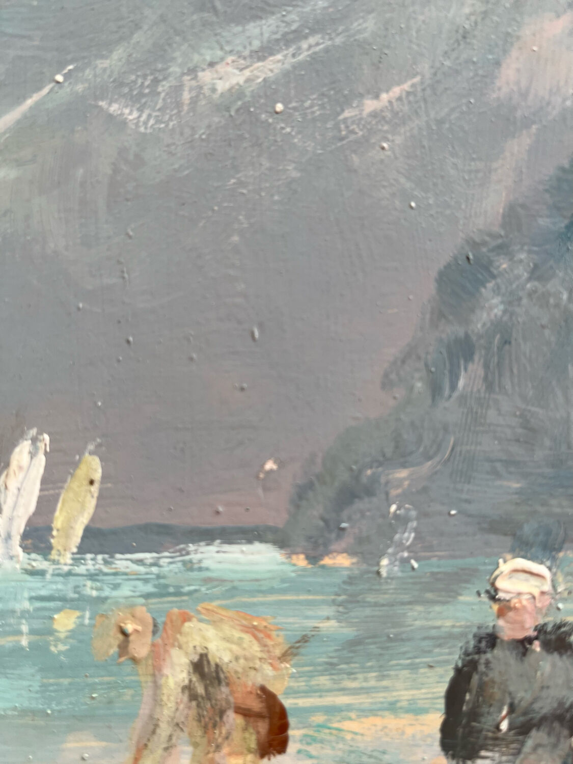 Oil on panel, Fishermen in the bay of Mont Saint Michel