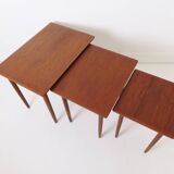 Danish teak pull ou tables by H W Klein For Bramin