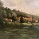 Tableau ancien paysage animé XIXe