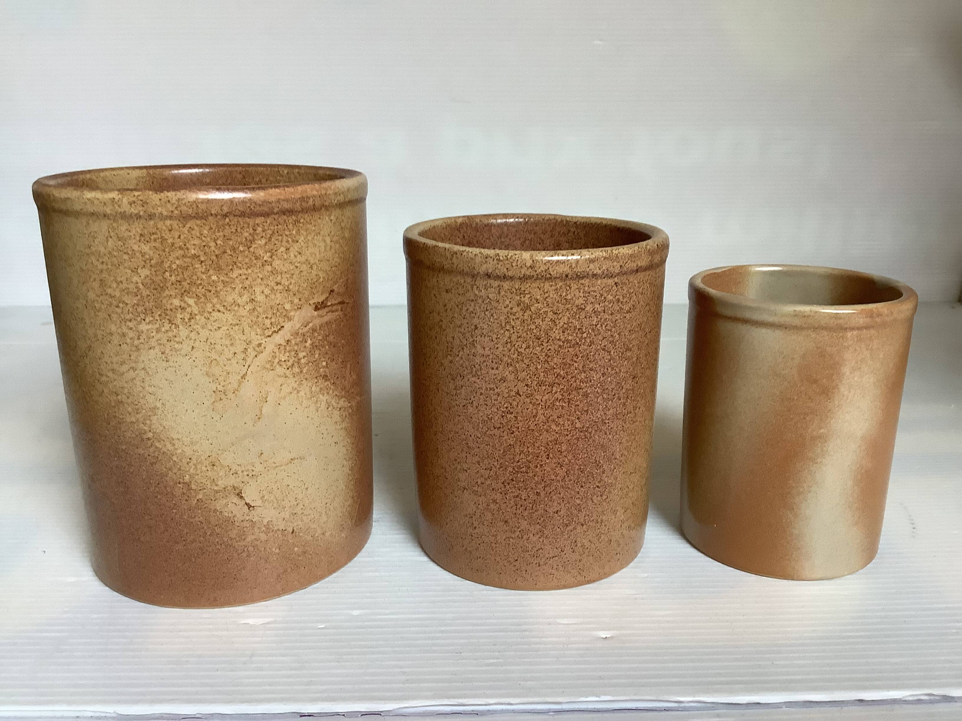 Trio of stork vases in Rigny stoneware