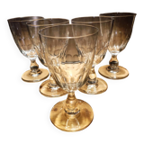 5 antique wine glasses with cut sides