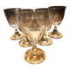5 antique wine glasses with cut sides